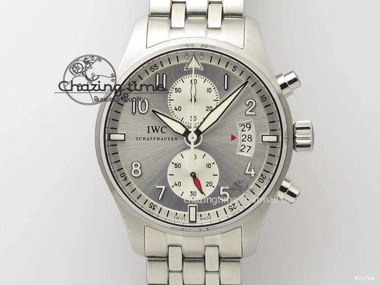 MIROTIME 0315 Pilot Chrono SS IW387809 ZF 1:1 Best Edition Silver Dial On SS Bracelet A Trendsetting 7327